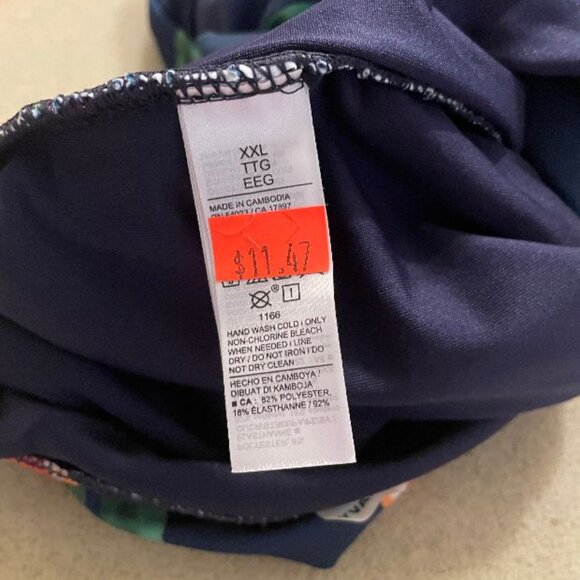 👙👙 COLORFUL CITRUS ORANGE ONE PIECE SWIM SUIT LOW CUT  - NWT - XXL w/ sarong - Picture 9 of 10